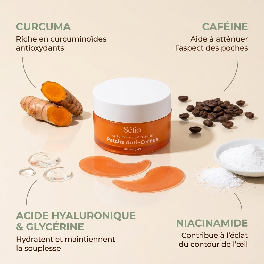 Patchs Anti-Cernes au Curcuma et à la Caféine